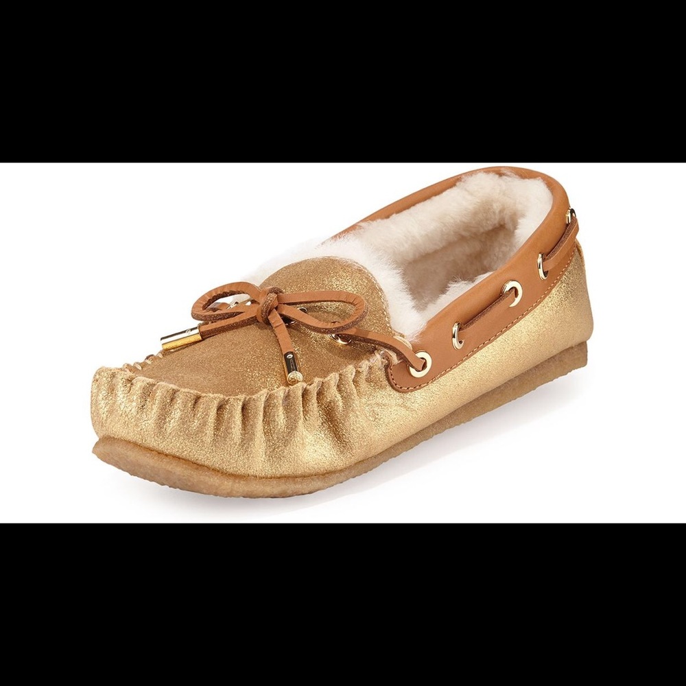 Tory Burch Maxwell Moccasins Gold/Tan Size 9 New!